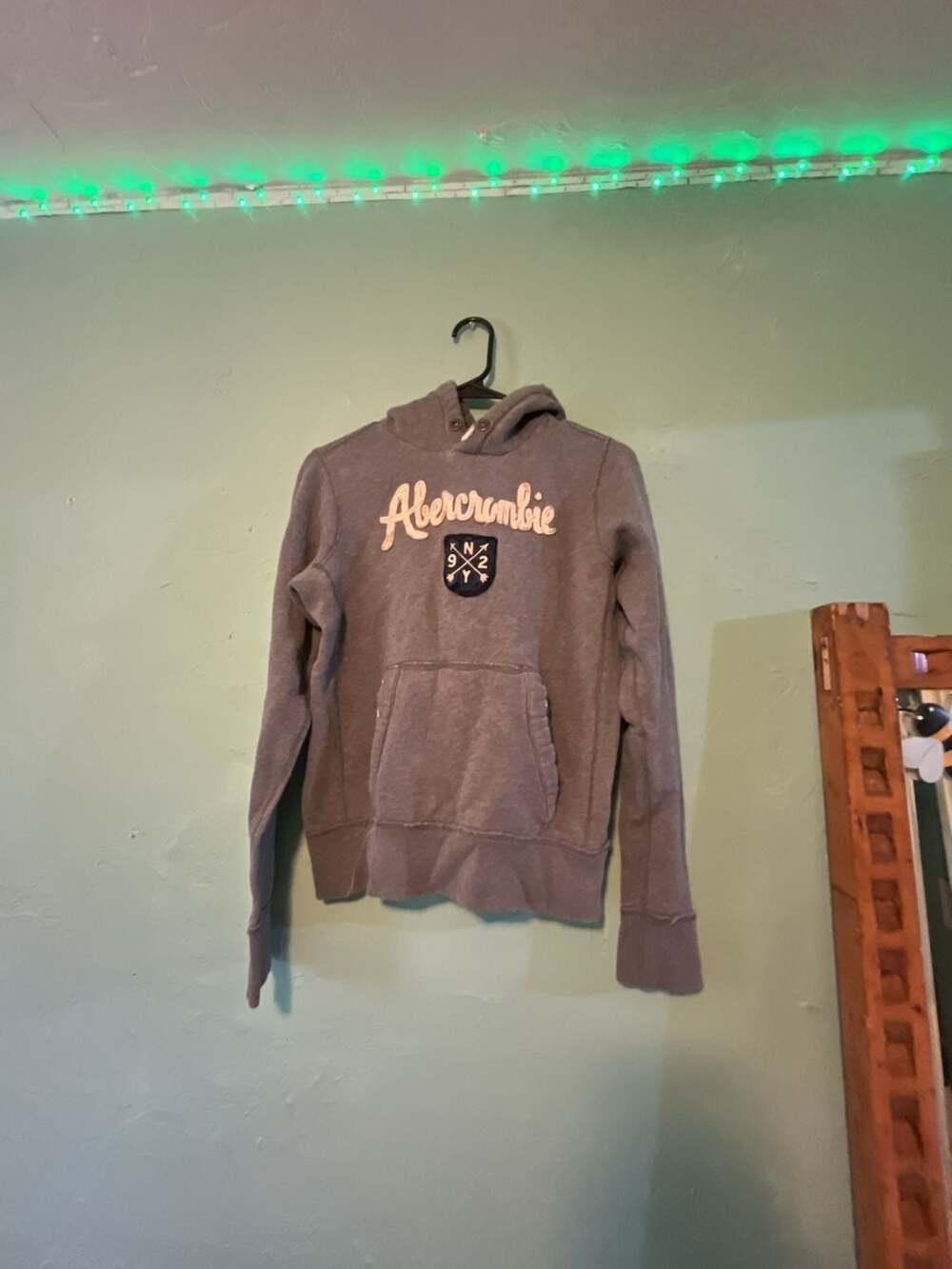 Abercrombie Kids Vintage Distressed NY Muscle Hoodie Gray